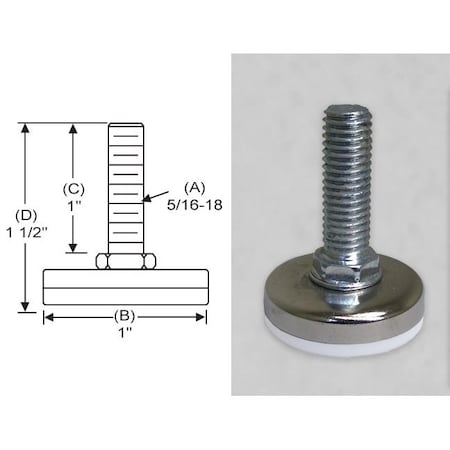 S & W Manufacturing Lvling Mount, Nyl Base, 5/16-18", 1" WG1-18-10